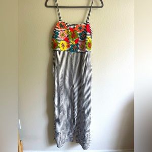 Striped jumpsuit with floral top design